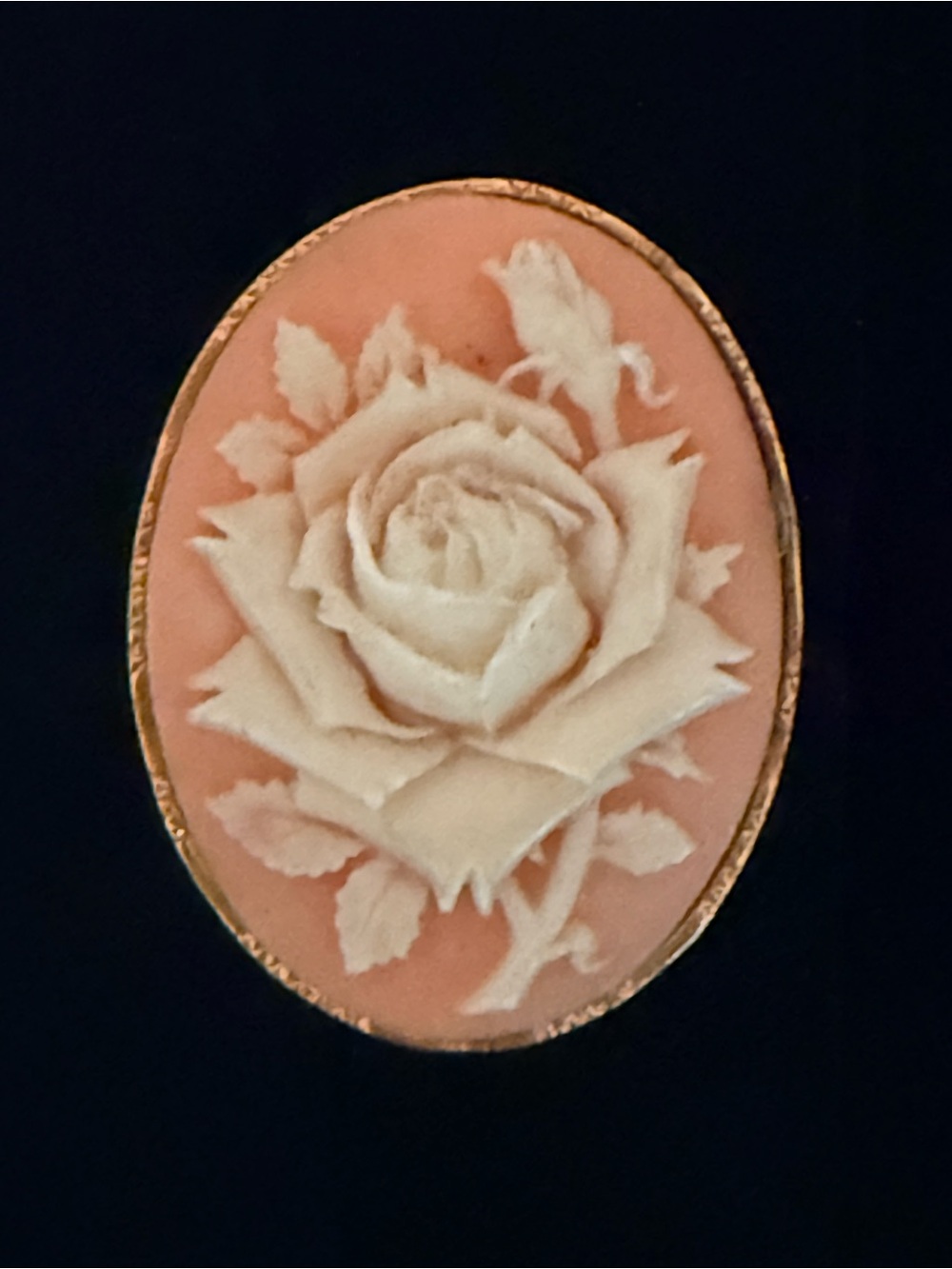 Vintage Floral Cameo Brooch in Pink and Ivory from London